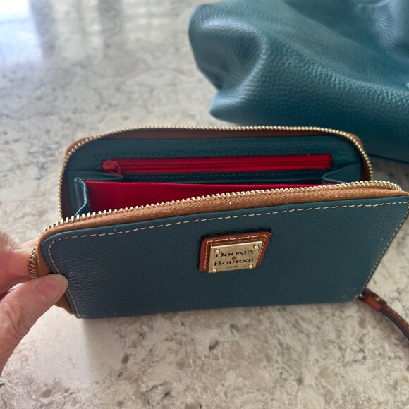 Dooney & Bourke Pebble Grain Hobo Bag and WALLET TEAL - Picture 6 of 7